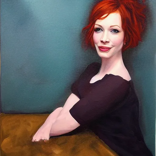 Image similar to Christina Hendricks oil painting,