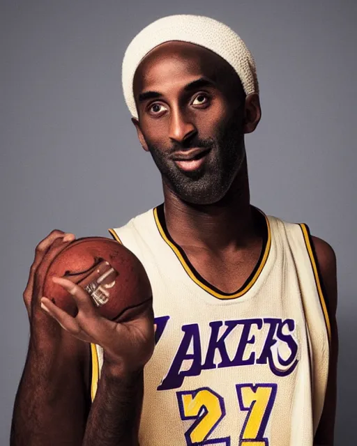 Prompt: portrait of kobe bryant, peaceful, old and wrinkled, in his 8 0 s, photography by steve mccurry, trending on artstation