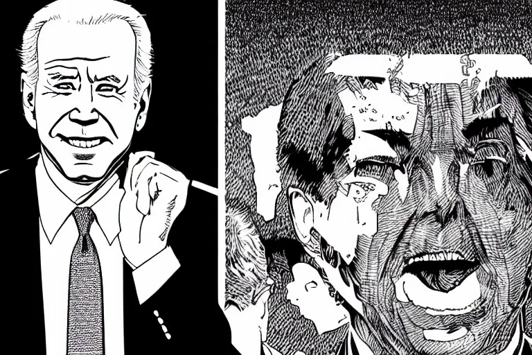 Image similar to Joe Biden melts America, Junji Ito