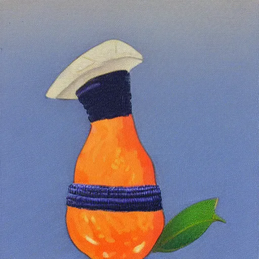 Prompt: a strong papaya fruit dressed as a sailor