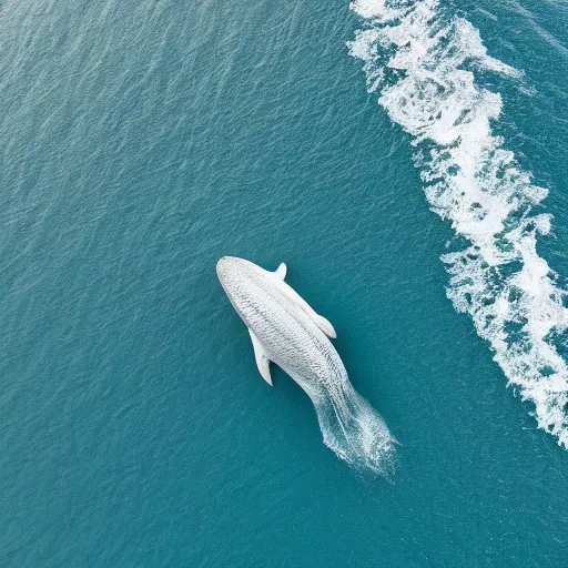 Image similar to white whale in the middle of the ocean, alone, aerial view, canon eos r 3, f / 1. 4, iso 2 0 0, 1 / 1 6 0 s, 8 k, raw, unedited, symmetrical balance, in - frame