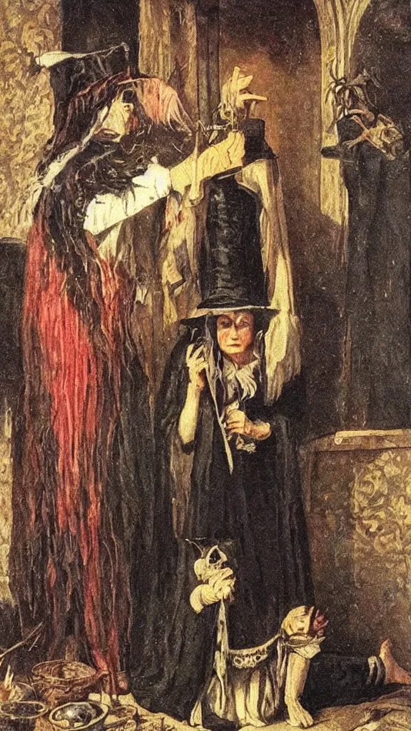 Prompt: witch paying for her sins, victorian painting