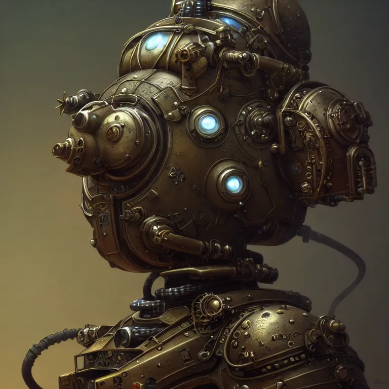 Image similar to steampunk robot blizzard, 3 d model, unreal engine realistic render, 8 k, micro detail, intricate, elegant, highly detailed, centered, digital painting, artstation, smooth, sharp focus, illustration, artgerm, tomasz alen kopera, wlop