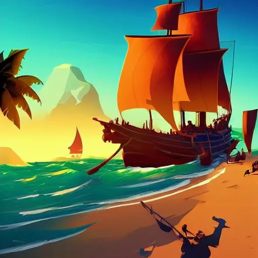 Image similar to painting treasure on sea of thieves game smooth median photoshop filter cutout vector, behance hd by jesper ejsing, by rhads, makoto shinkai and lois van baarle, ilya kuvshinov, rossdraws global illumination