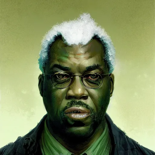 Prompt: uncle ruckus wearing a green cardigan portrait greg rutkowski Dragan Bibin Pete Mohrbacher Raymond Swanlandy stephan matiniere