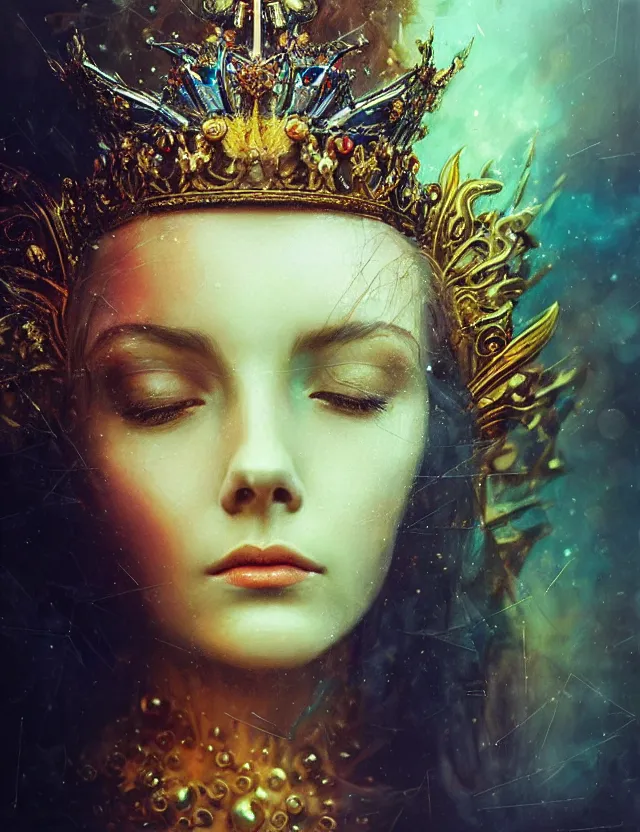 Image similar to blurred background. close-up portrait of a goddess in crown, by Anne Bachelier by Anka Zhuravleva, Anato Finnstark and Alena Aenami, Angus McKie