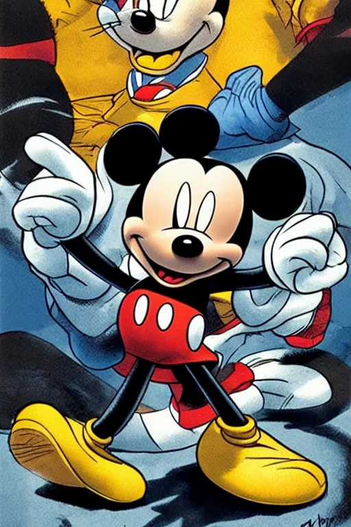 Image similar to character art by mike deodato, mickey mouse, absolute chad