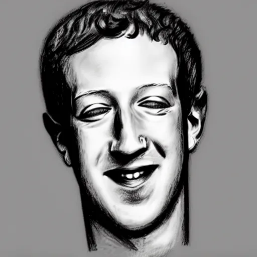 Prompt: a scribbled sketch of Mark Zuckerberg, black and white