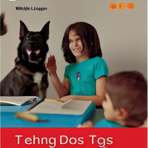 Image similar to page from a textbook about teaching dogs sign language