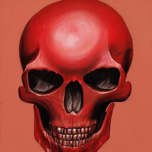 Prompt: red glowing skull, red webs, rafael moco