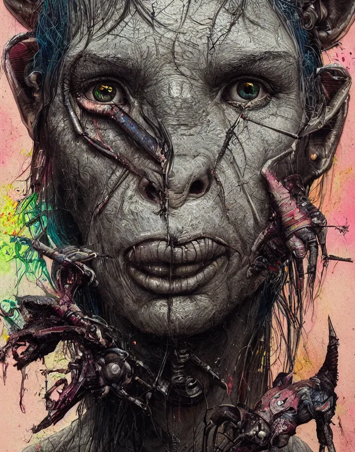 Prompt: art portrait A donkey bug hybrid, 8k,by tristan eaton,Stanley Artgermm,Tom Bagshaw,Greg Rutkowski,Carne Griffiths, Ayami Kojima, Beksinski, Giger,trending on DeviantArt,face enhance,hyper detailed,minimalist,cybernetic, android, blade runner,full of colour,