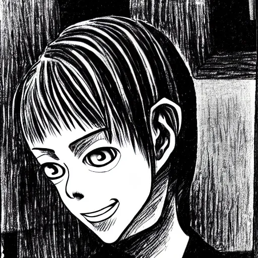 Image similar to drawing of a smiling man by junji ito,