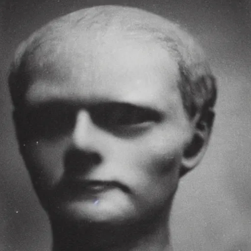 Image similar to photograph of alien by edwardian, male, 1 9 0 0 s, 1 9 1 0 s, grainy, slightly blurry, faded, realistic face