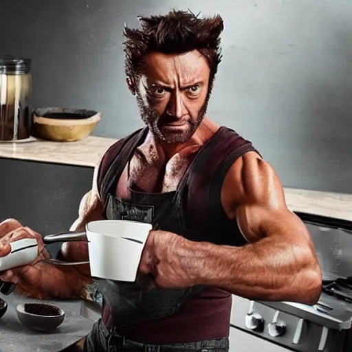 Image similar to real photo of wolverine making a hart coffee late art
