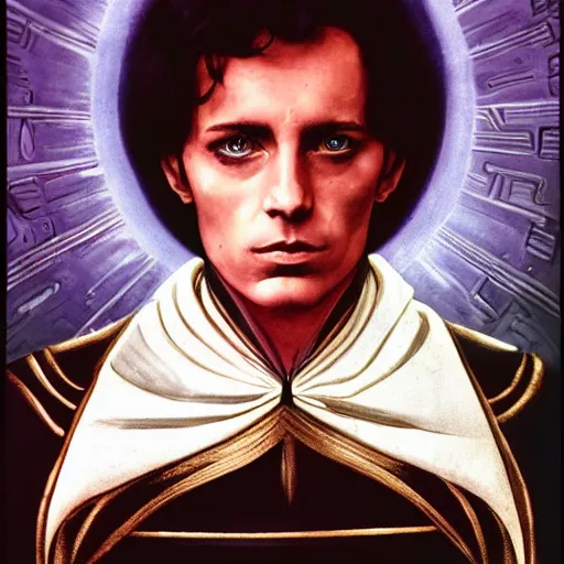 Image similar to paul atreides emperor of the known universe, perfect dramatic and dark portrait, dune