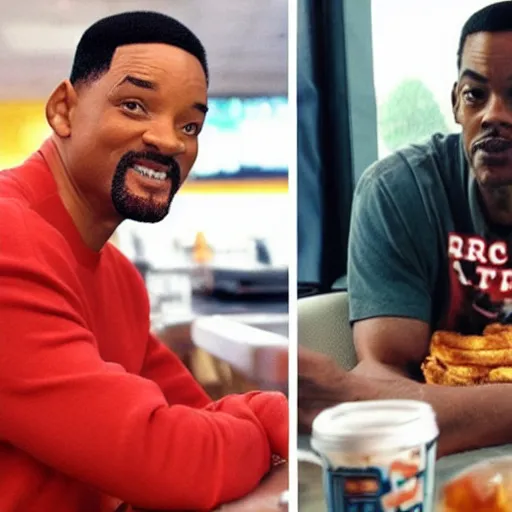 Prompt: will smith eating at popeyes with chris rock