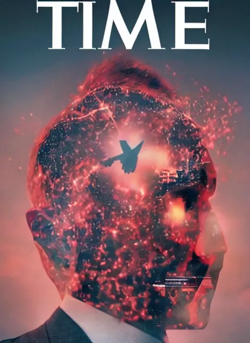 Prompt: TIME magazine cover, the coming AI singularity, see you on the other side, 4k, 8k