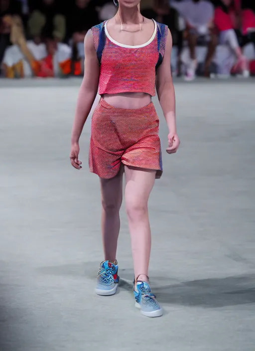 Image similar to hyperrealistic and heavy detailed air jordan runway show of lisa simpson, leica sl 2 5 0 mm, vivid color, high quality, high textured, real life