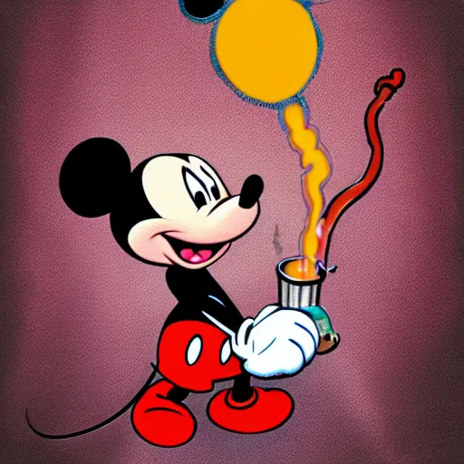 mickey mouse smoking a bong, highly detailed, amazing | Stable ...