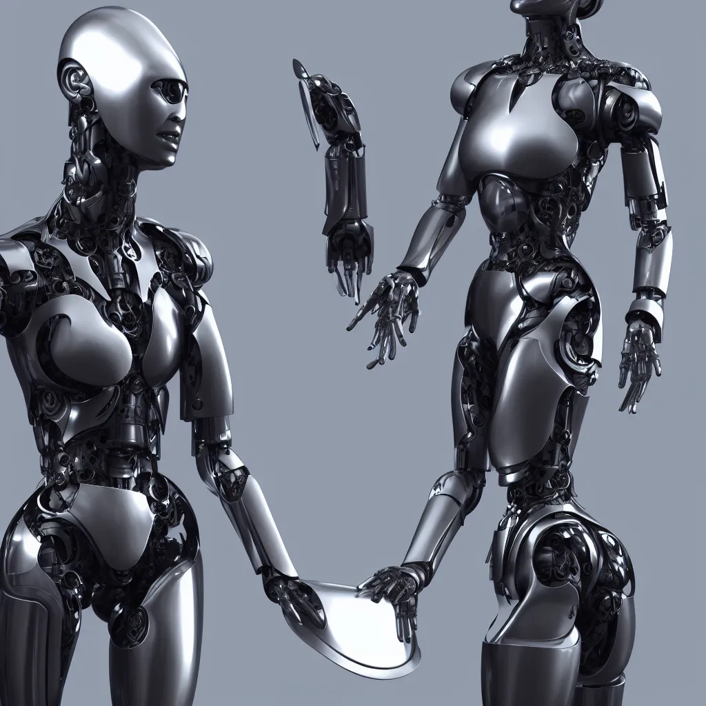 Image similar to hyper realistic s y m b i o s i s, female cyborg ex machina, glossy material hard surface, body armour, octane render, 4 k, volumetric lights