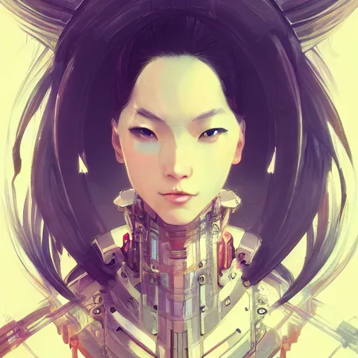 Image similar to cyberpunk japanesse girl, with techware, d & d, intricate, elegant, highly detailed, digital painting, japanese, altered carbon style, trending on artstation, concept art, studio ghibli, illustration, art by artgerm and greg rutkowski and alphonse mucha