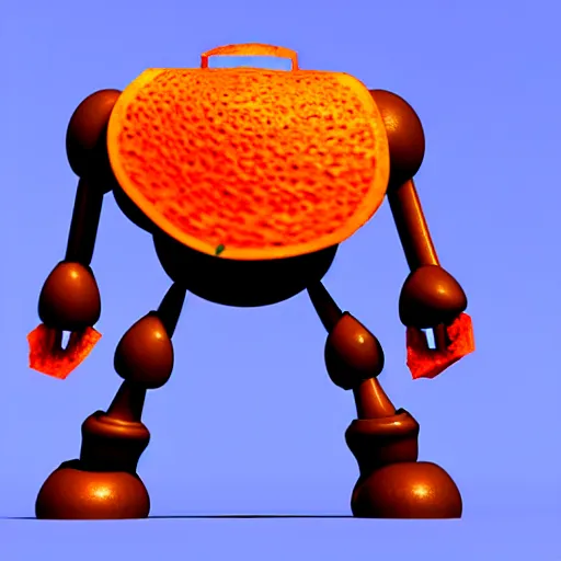 Image similar to the iron giant with orange peel texture, realistic, render
