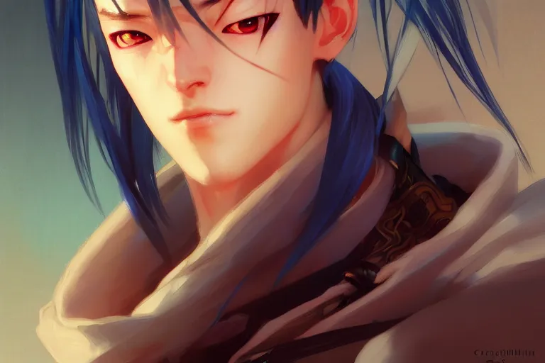 Prompt: onmyoji portrait, androgynous male, fine details. night setting. realistic shaded lighting poster by craig mullism, artgerm, jeremy lipkin and michael garmash, unreal engine, vibrant colors and hard shadows and strong rim light, radiant light, detailed and intricate environment, digital art