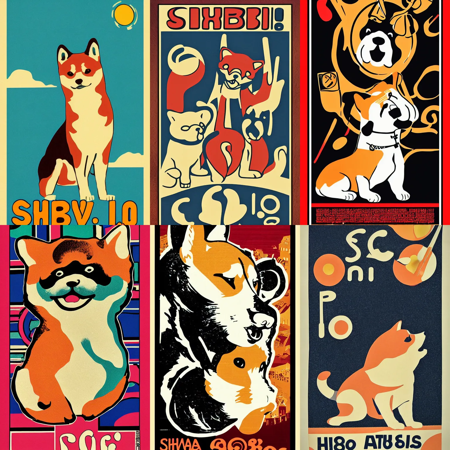 Prompt: Shiba Inu 60s poster, in the style of a music poster 1968