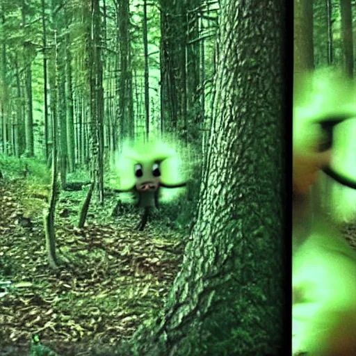 Prompt: angry monster in the forest, grainy, vhs footage