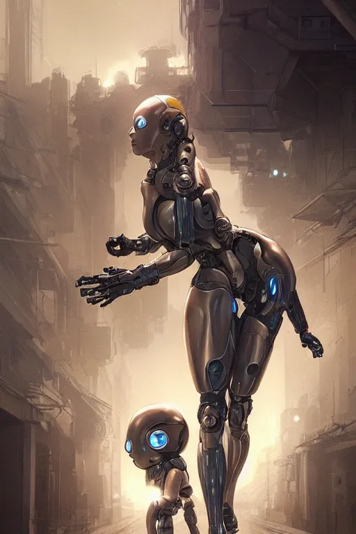 Image similar to Ultra realistic illustration, robot woman carrying a baby (baby with eyes closed), cyberpunk, sci-fi, fantasy, intricate, elegant, highly detailed, digital painting, artstation, concept art, smooth, sharp focus, illustration, art by artgerm and greg rutkowski and alphonse mucha