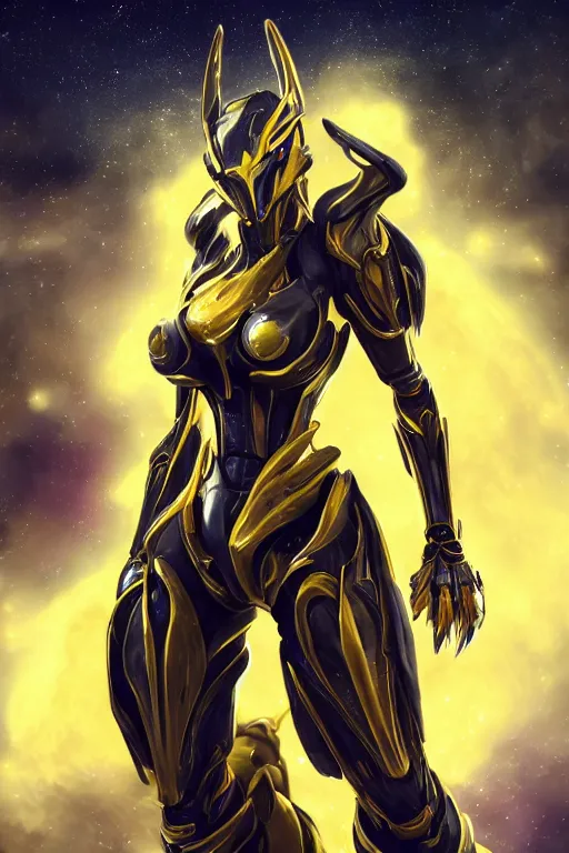 Prompt: galactic hyperdetailed elegant beautiful stunning giantess anthropomorphic mecha sexy hot female dragon goddess, sharp spines, sharp metal ears, sleek yellow eyes, smooth golden skin, smooth round yellow armor, bigger than galaxy, epic proportions, epic scale, epic size, warframe destiny fanart, furry, dragon art, goddess, giantess, furaffinity, octane render