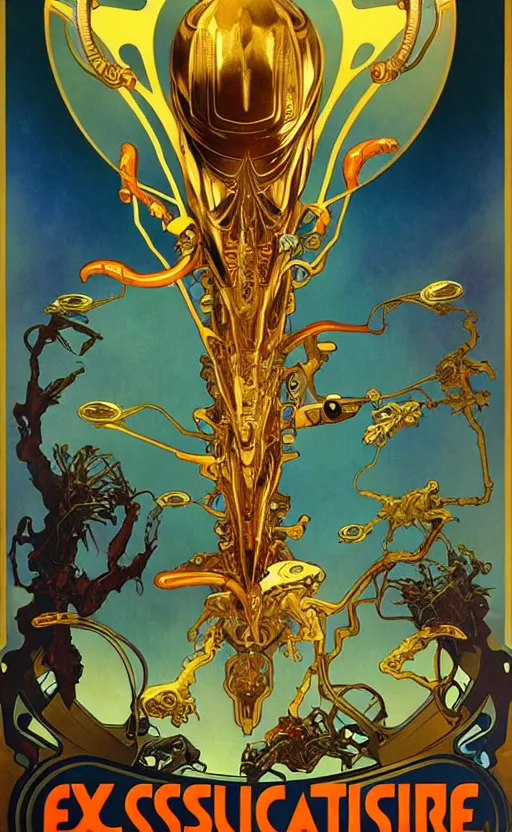 Image similar to exquisite imaginative alien creature poster art, gold, movie art, by lucusfilm, weta studio, alphonso mucha, james jean, frank frazetta, 8 k, denoised