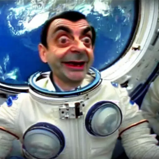 Prompt: Mr Bean's hilarious hijinx on the international space station