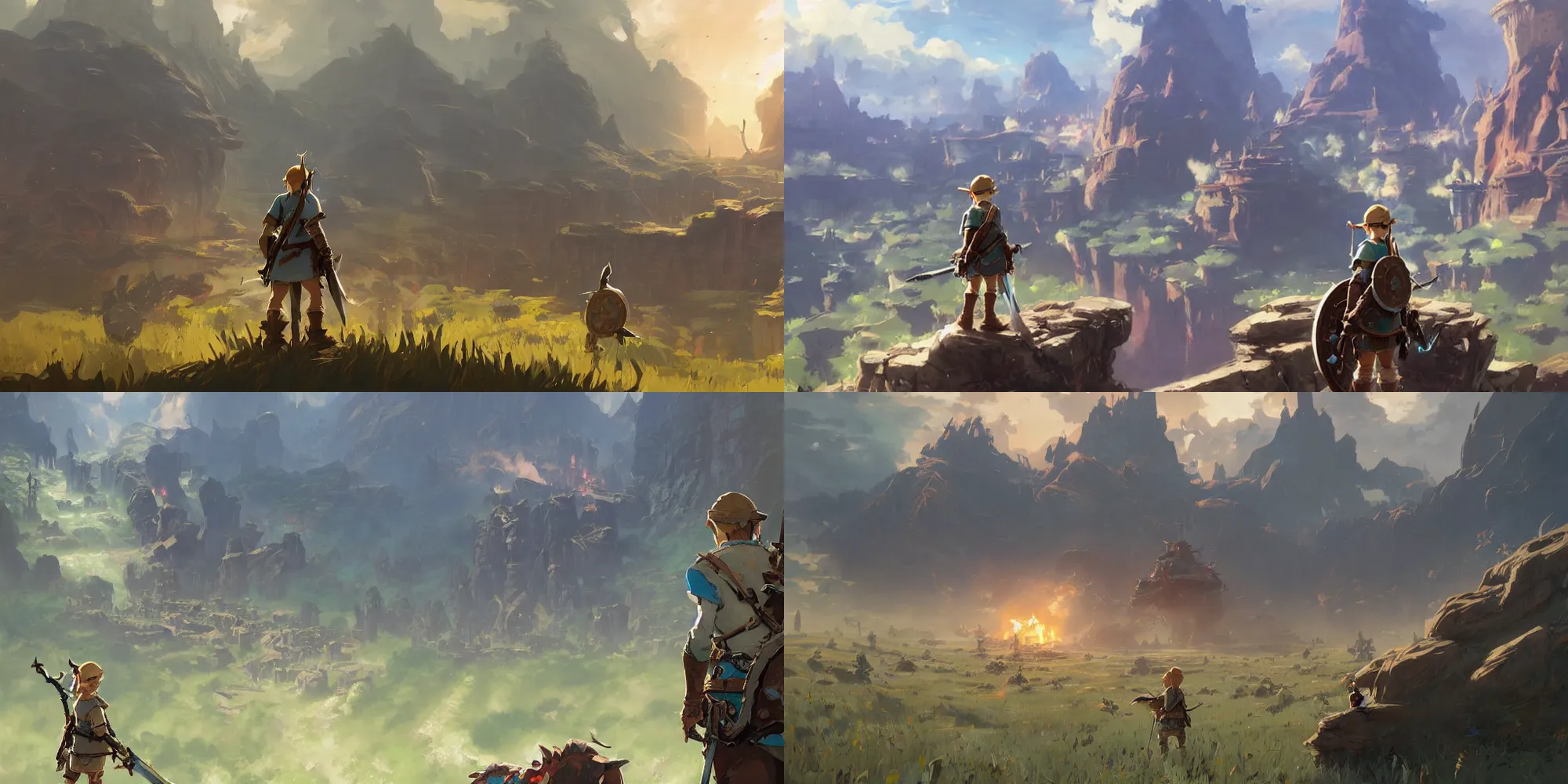 Prompt: Concept art for Breath of the Wild 2 by Marc Simonetti, Greg Rutkowski, Raymond Swanland