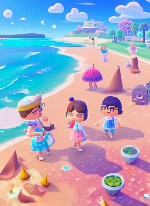 Prompt: sparkling pastel cute voxel art of a beach in animal crossing, behance, artstation, cute, Japanese, 3d render, unity, beautiful lighting, extremely beautiful, very beautiful award winning art Huang Guangjian and Gil Elvgren and Sachin Teng , Greg Manchess