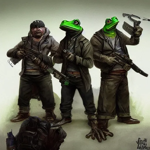 Prompt: a badass frog mafia boss holding guns. nuri iyem, james gurney, james jean, greg rutkowski, anato finnstark. front view, perfect guns