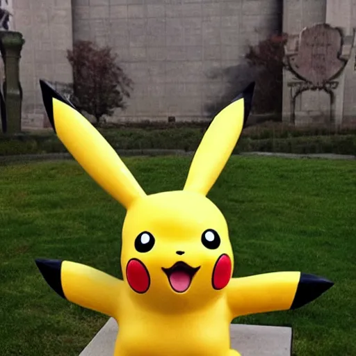 Image similar to pikachu as a modern conceptual statue