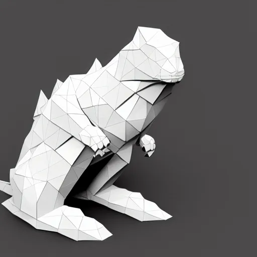 Prompt: isometic low poly Godzilla on white background