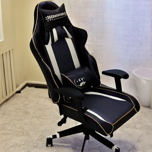 Image similar to gaming chair as a toilet realistic