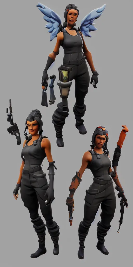 Prompt: a fortnite skin 3d model inspired by angels and demons accurate face, detailed face