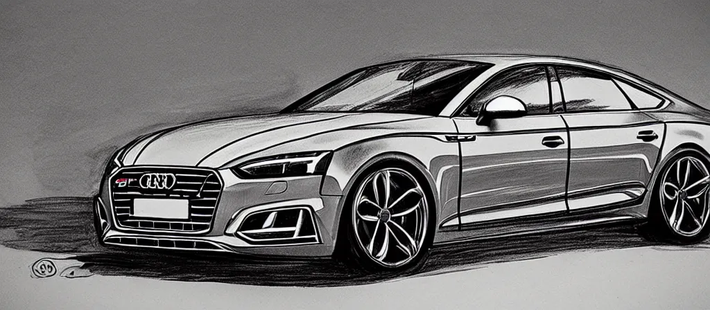 Image similar to a hand - drawn sketch of an audi s 5 sportback.