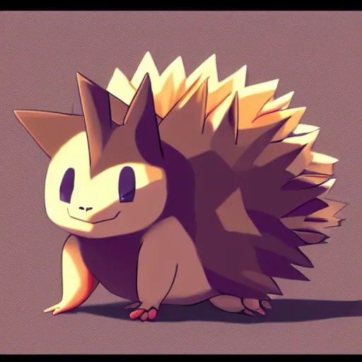 Image similar to A pokemon that looks like A hedgehog without thorns, clothed in a layer of sharp shadows ，Trending on art station. Unreal engine.