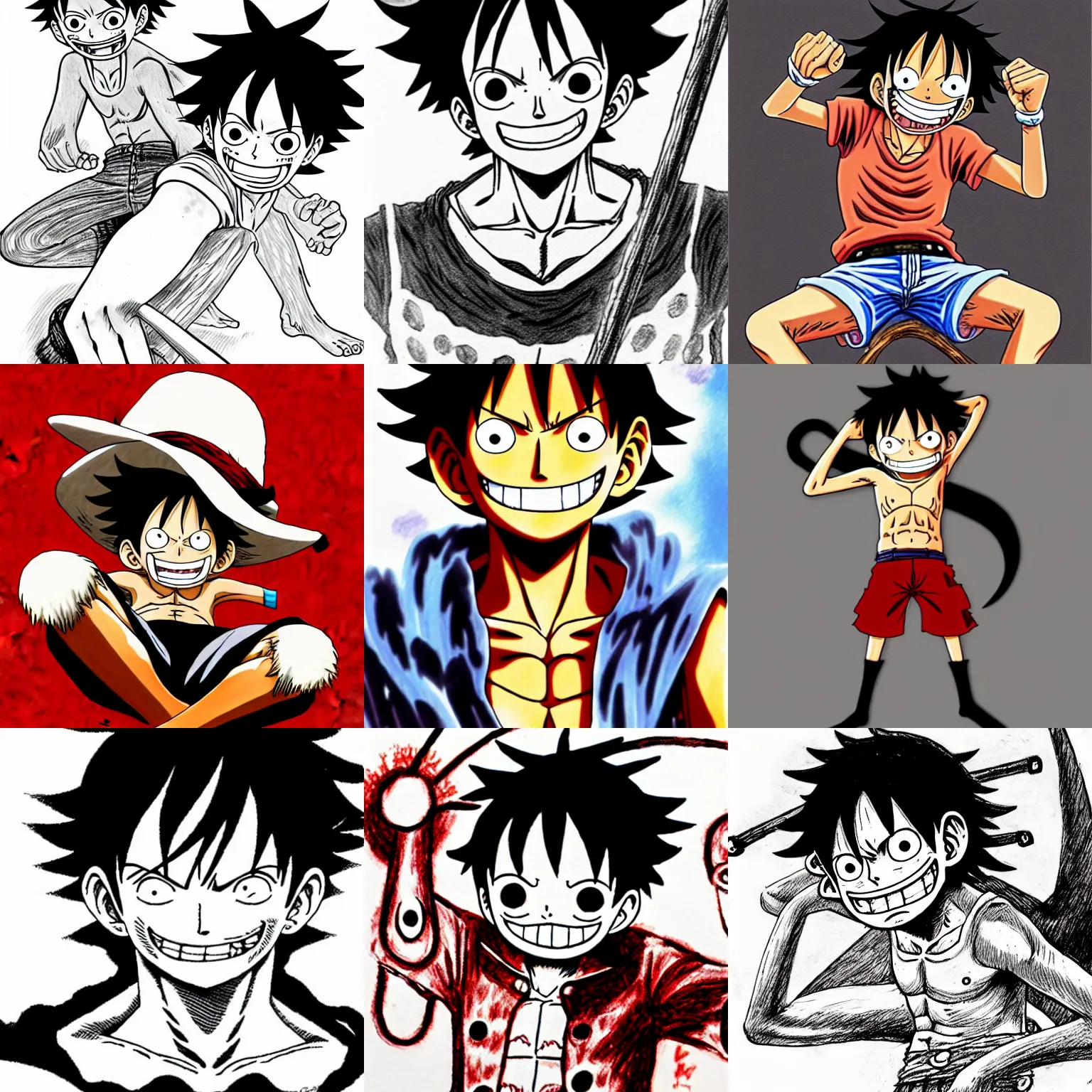 Art] Luffy in different Manga styles ( One Piece ) : r/manga