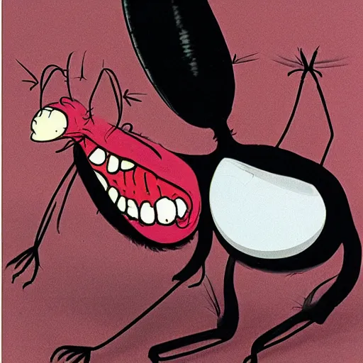 Image similar to caricature of a fat blood thirsty mosquito by gerald scarfe