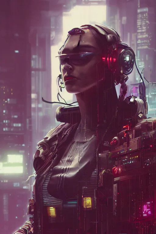 Image similar to cyberpunk cyborg feamle grunge , octane render, highly detailed, 8k, rim lighting, digital painting, artstation , concept art, sharp focus, illustration, uon.visuals, jamie coreth, retro dark vintage