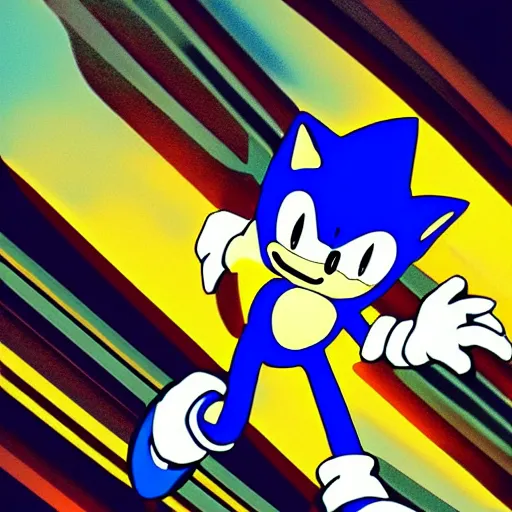 Prompt: sonic the hedgehog, in the style of sega genesis, cartoon, illustration by jean giruad