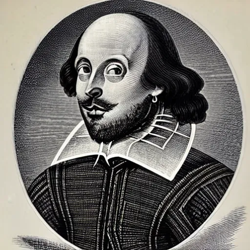 Prompt: William Shakespeare, engraving, 19 century