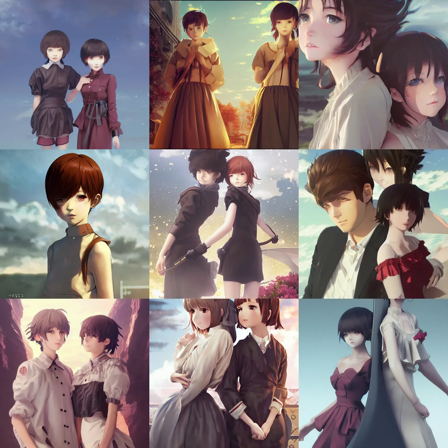 Prompt: worksafe. insanely detailed. by wlop, ilya kuvshinov, krenz cushart, greg rutkowski, pixiv. zbrush sculpt, octane, maya, houdini, vfx. two gorgeous young anime cg gentle girlish feminine sissy boys with long hairstyles in princess dresses posing together, in luxury advertisement. cinematic dramatic atmosphere, sharp focus, volumetric lighting