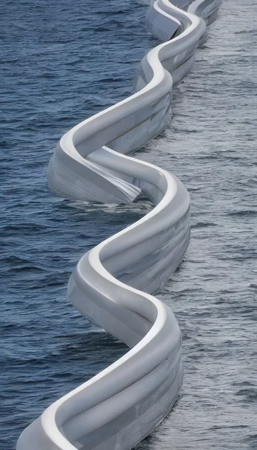 Prompt: color pentax photograph of pristine zaha hadid storm surge barriers. very beautiful!!