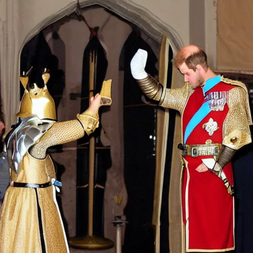 Image similar to a royal knight saluting his king